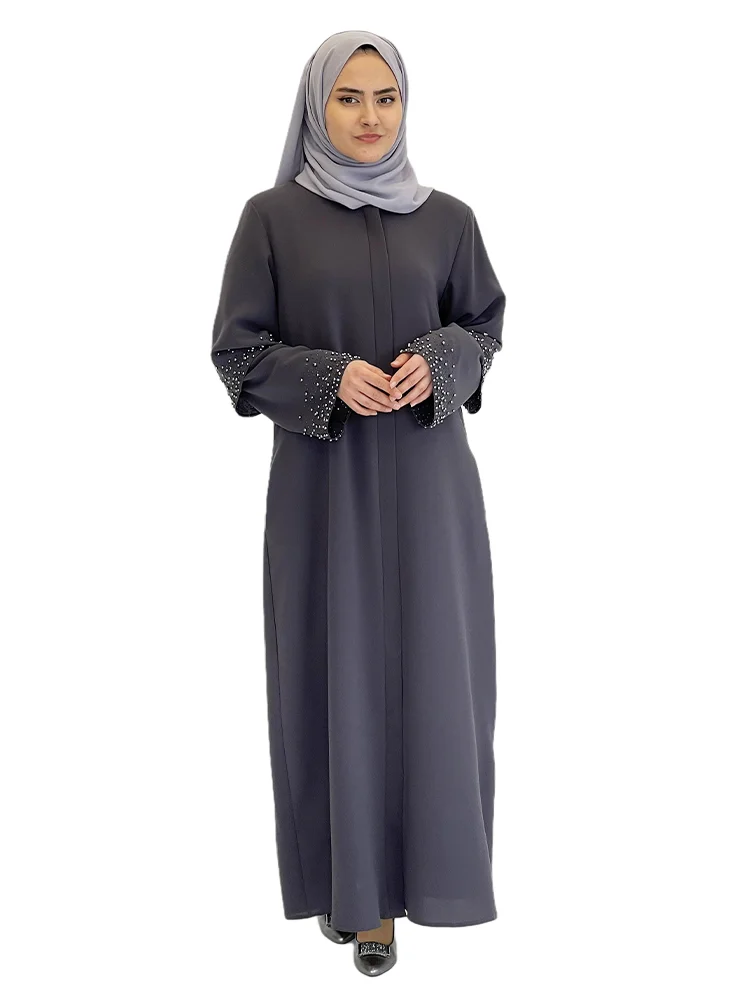 Vestido Abaya de diferentes colores, tela Crep, Moda Para musulmán, ropa informal, Maxi, manga larga, opciones de talla Extra