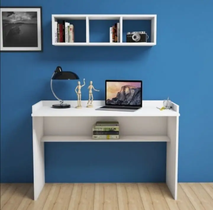 Meja Kerja Kantor MDF dengan Meja Rak Buku Atas dengan Partisi Rak Buku Meja Komputer Meja Siswa