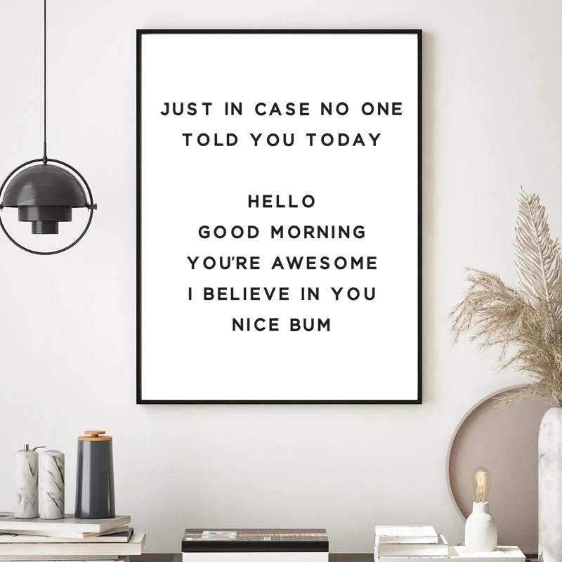 Hello Good Morning You're Awesome Inspirational Quote Poster Typography Prints Minimalist Wall Art Canvas Painting Office Decor