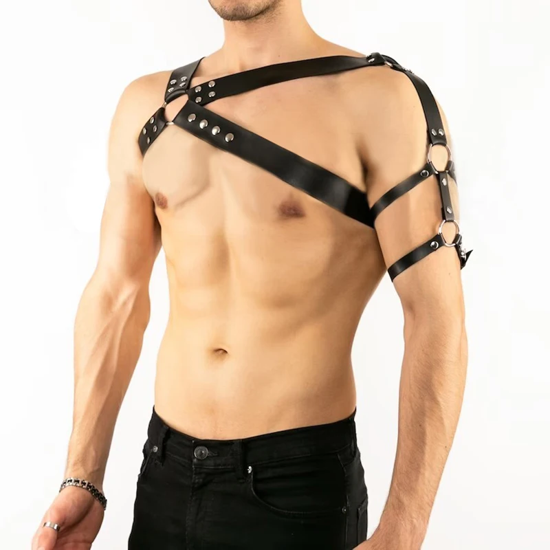 Arnés de pecho de estilo gladiador para hombre, traje de armadura de piel sintética, arnés de pecho, equipo BDSM, fetiche, accesorios de regalo