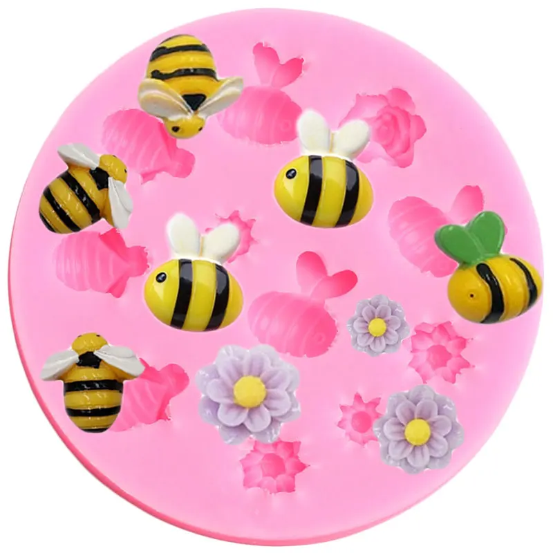 3D Honeycomb Bees Silicone Mold Bumble Bee Fondant Mold Flower Cake Decorating Tools DIY Cupcake Topper Candy Chocolate Moulds