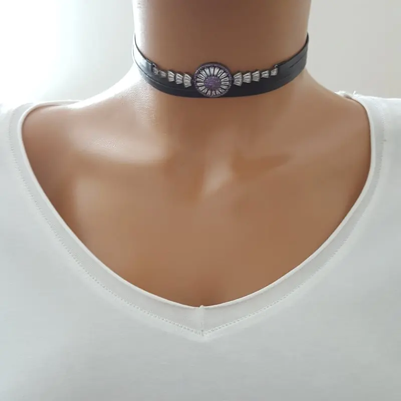 Choker Women Necklace Silver Chain 925 Sterling Silver Daisy Choker Made in TURKEY