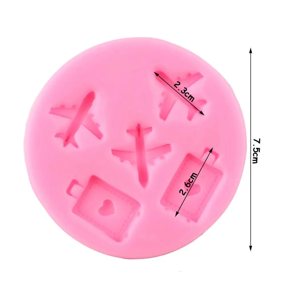 Travel Airplane Silicone Mold Luggage Cupcake Topper Fondant Cake Decorating Tools DIY Party Candy Clay Chocolate Gumpaste Mould