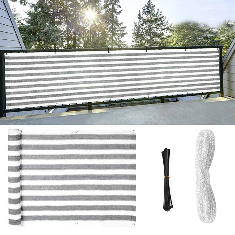 Anti-UV Striped Balcony Sun Shade Net Outdoor Garden Canopy Fence Shelter Privacy Cover