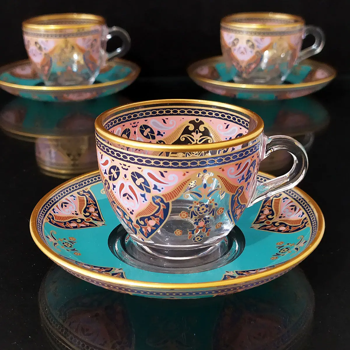 Pasabahce V Block Cappadocia Coffee Cup Set - 6 Persons 6 PCS COFFEE CUP 6 PCS PLATE Fast shipping from turkey