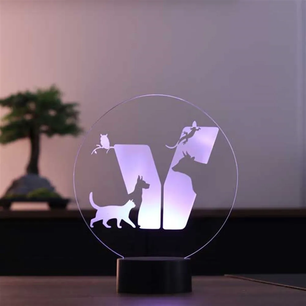 3D Led Lamp Veterinary Acrylic Table 12 Volt Adapter to The Daylight Design Wood Base Gift Vet Animal Lover Pet Cats Dogs Room Decor Anime Wedding Stranger Things Led Lights Wedding Decoration Nightlights Bedroom