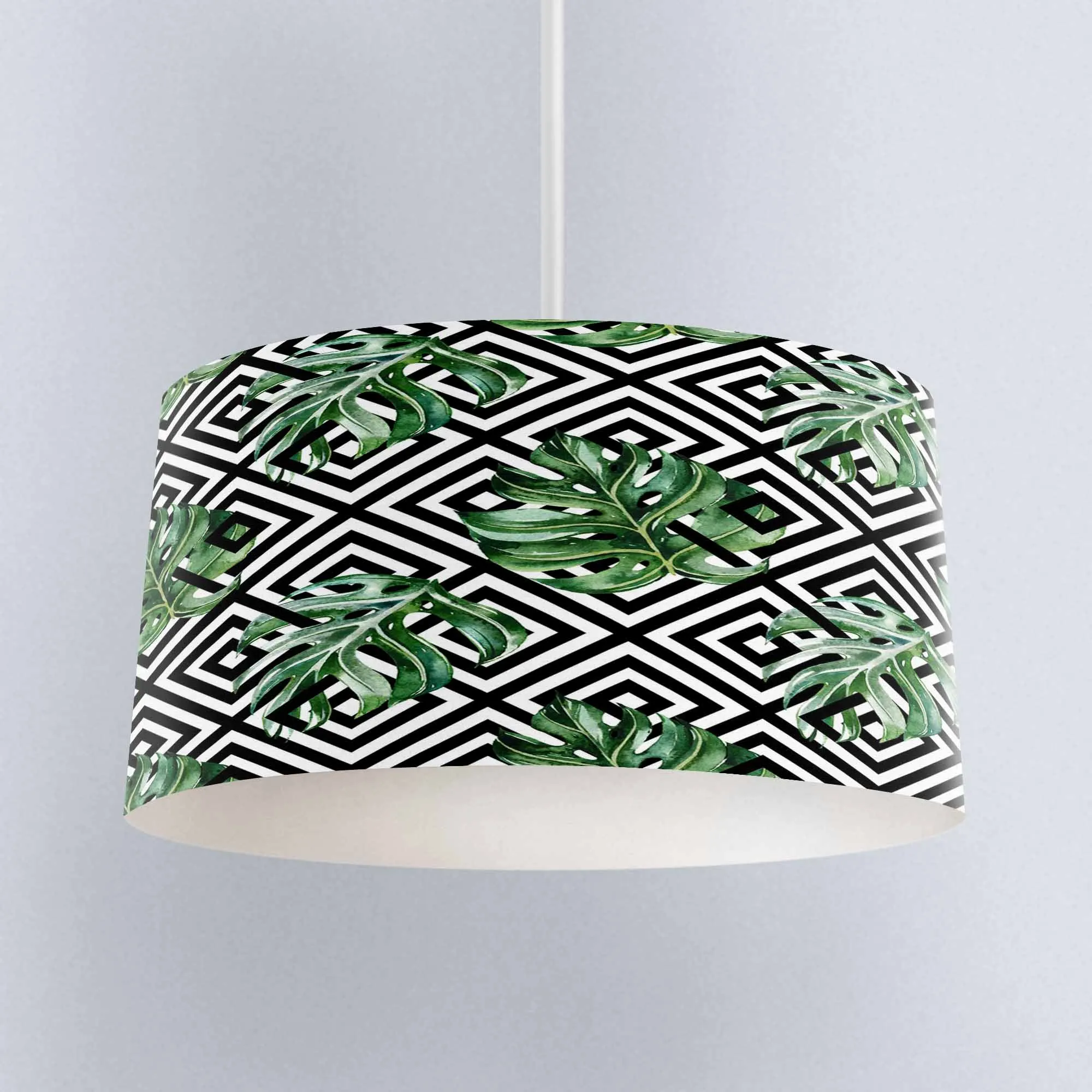 

Else Black White Lines Green Leaves Digital Printed Fabric Chandelier Lamp Drum Lampshade Floor Ceiling Pendant Light Shade