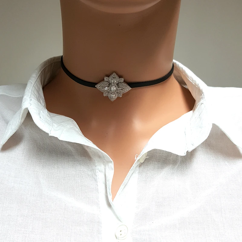 Women Choker Necklace Flower Choker 925 Sterling Silver Made in TURKEY