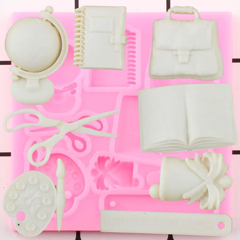 Study Tools Silicone Mold Globe Fondant Cake Decorating Tools Bag Chocolate Gumpaste Moulds Book Candy Resin Clay Molds