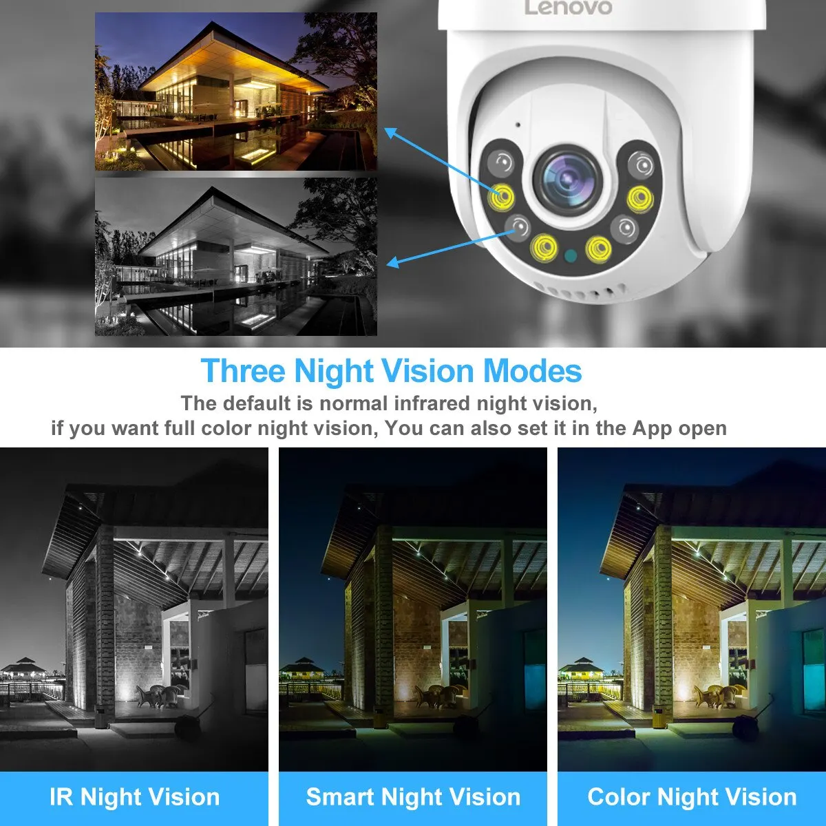 Lenovo 3MP PTZ WIFI IP Camera Outdoor CCTV Surveillance 5X Digital Zoom Night Full Color Auto Tracking Wireless Security Camera