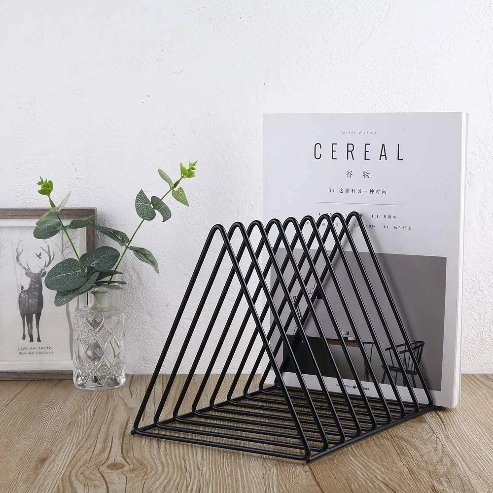 Metal Table Top Book Stand, Newspaper Rack, Dergilik 9 Eye Grid Shelf Decorative Office Data Storage Study Room WD-43B