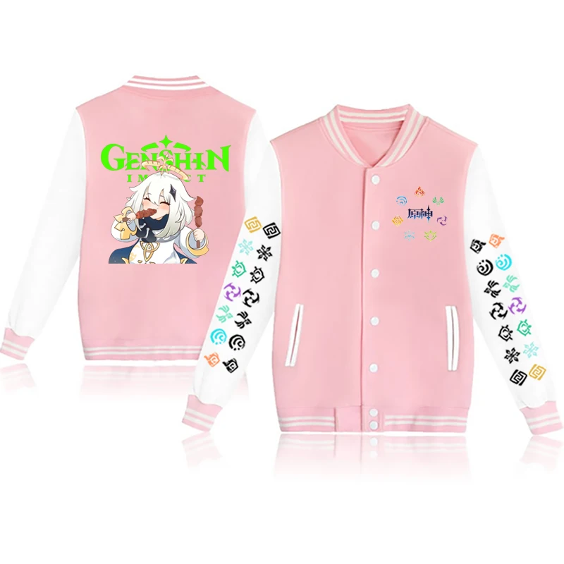 Genshin Impact Baseball Women's Jacket Unisex Unisex Couple Jacket Style Varsity