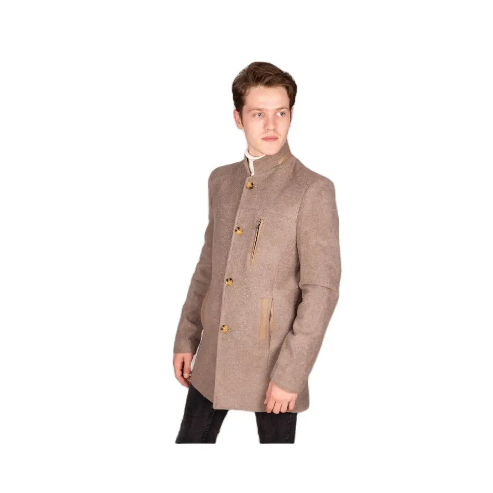 Men's Leather Zipper Detailed Vision Cachet Coat 2021 Autumn Winter Season Outerwear Slim Fit Regular Casual Fashion Slit Casual