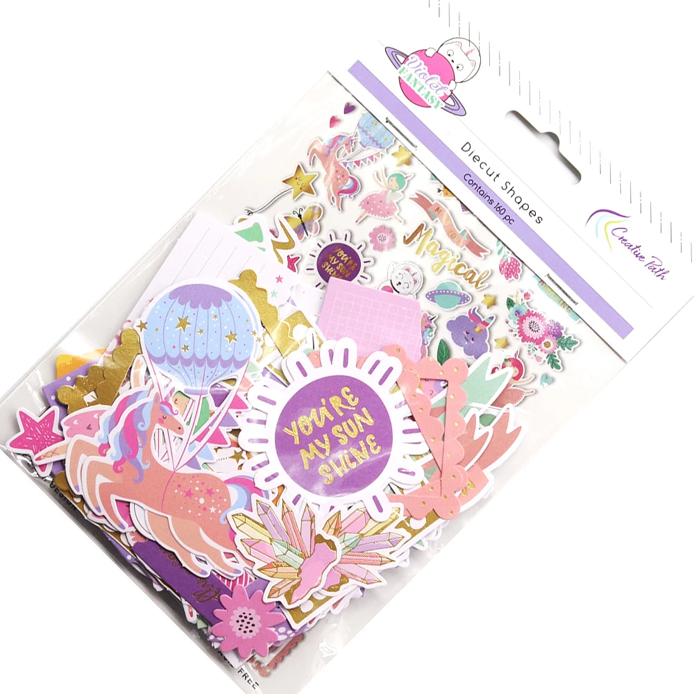 Creative Path 160 Stück Violette Fantasie-Scrapbooking-Stanzformen, Formen, Folien-Lila-Einhorn-Journaling-Stanzformen, Ephemera-Verzierungen – Detail 12