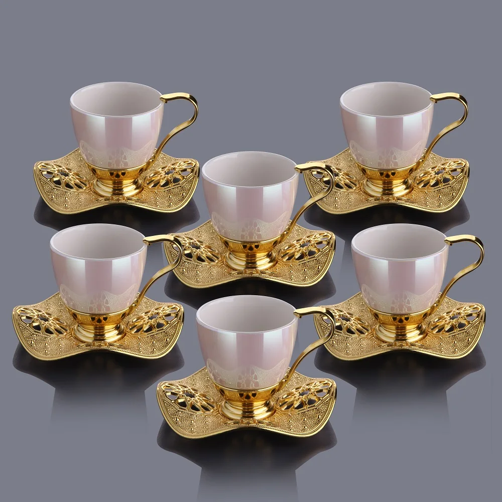 Ni̇sa Coffee Set - Gold White Color