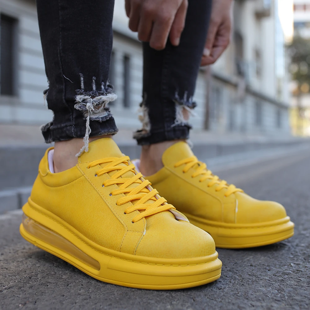 Chekich Yellow Sneakers for Men 2021 Summer Casual Lace Up Flexible Fashion Walking Medium Height Sole Sport Comfortable Lightweight Running Vulcanize Shoes Daily Original Canvas Breathable Formal Suits CH271 v2