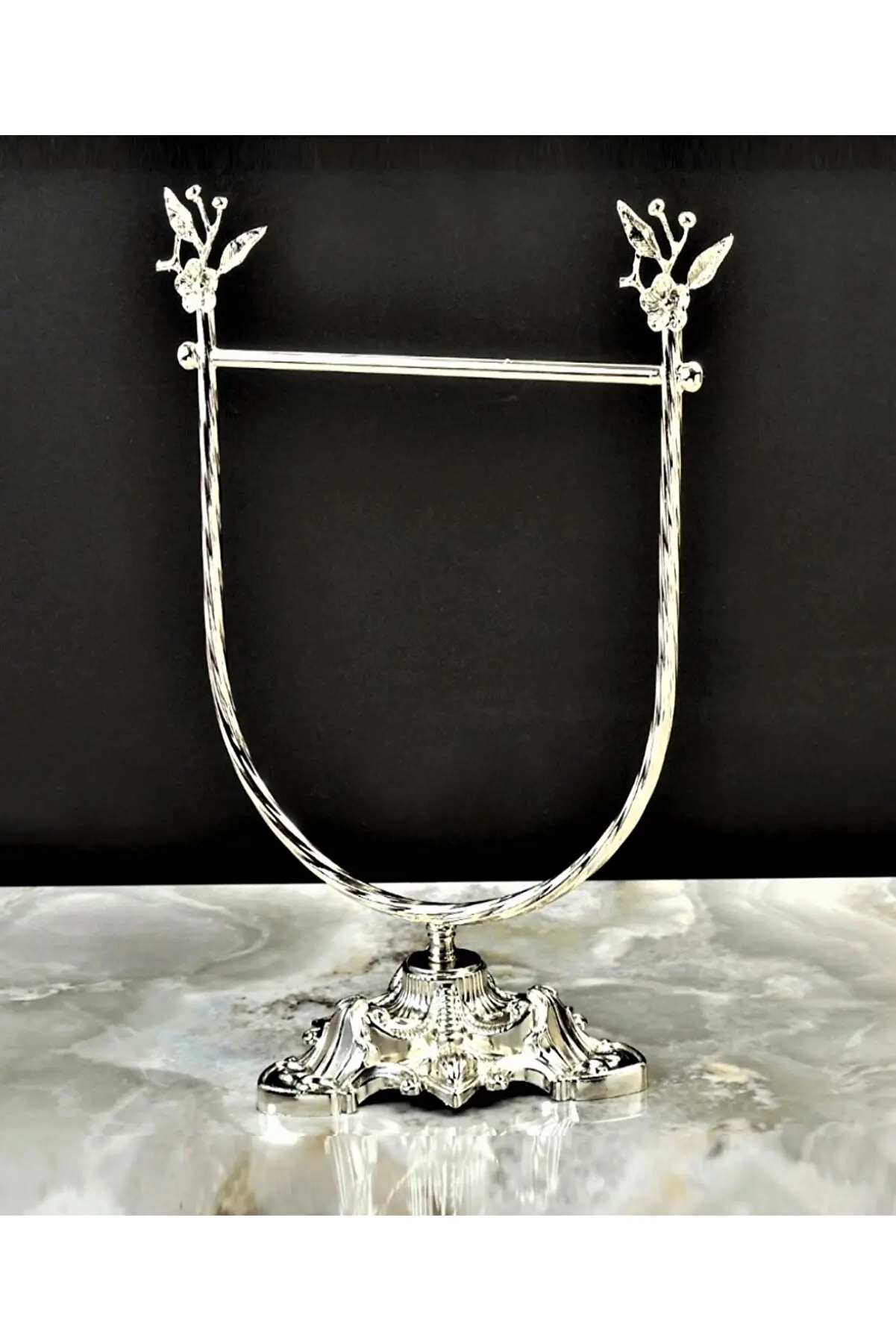 Decorative Custom Made Towel Holder Large Size 42x27 cm Metallic plated over brass material Silver color towel holder from turke