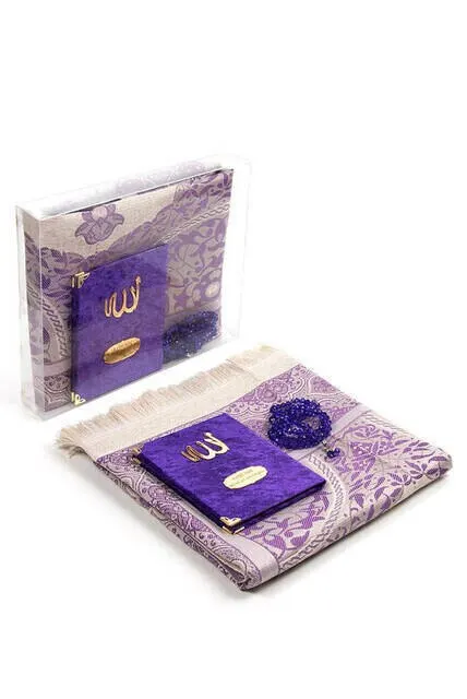 WONDERFUL Slub Fabric Covered Yasin Book - Bag Size - Name-Specific Plate - Prayer Rug - Rosary - Box BOOK TASBİH