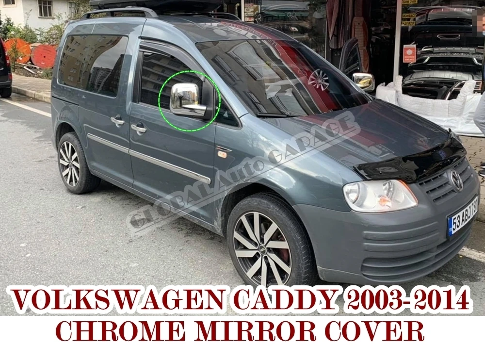 For Volkswagen Caddy 2003 2004 2005 2006 2007 2008 2009 2010 2011 2012 2013 2014 Chrome Mirror Cover Cap 2 Pieces Wing Car Auto