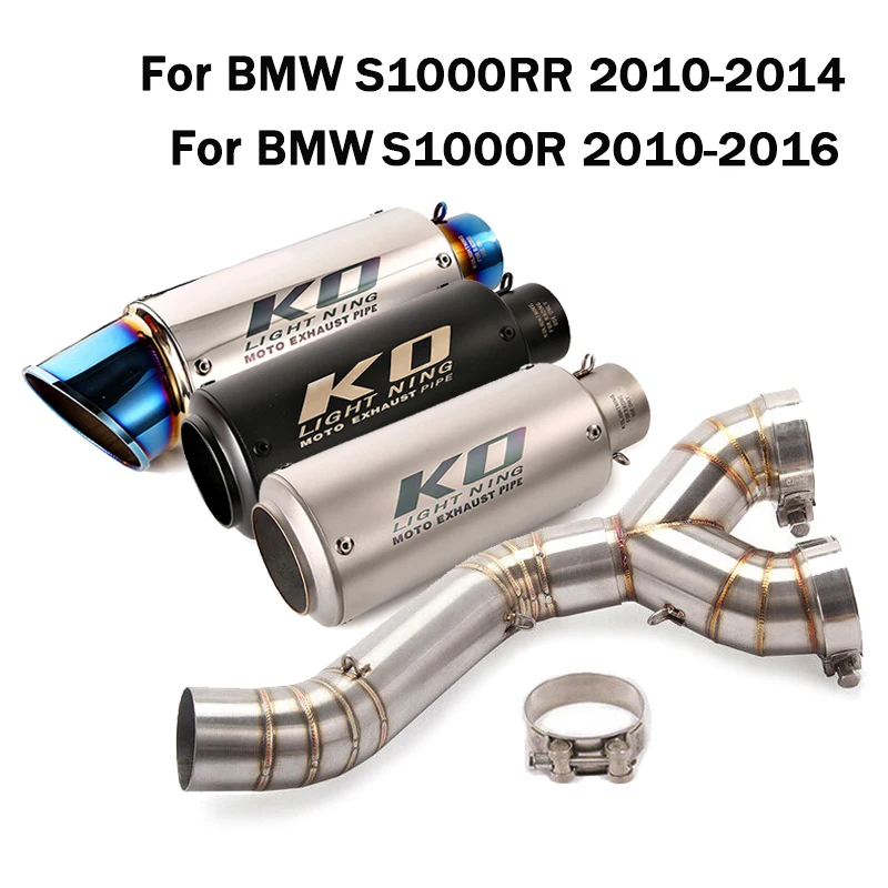 

Exhaust System For BMW S1000RR S1000R Escape Muffler End Tips 61MM Slip On Connect Mid Pipe Link Tube Stainless Steel Motorcycle