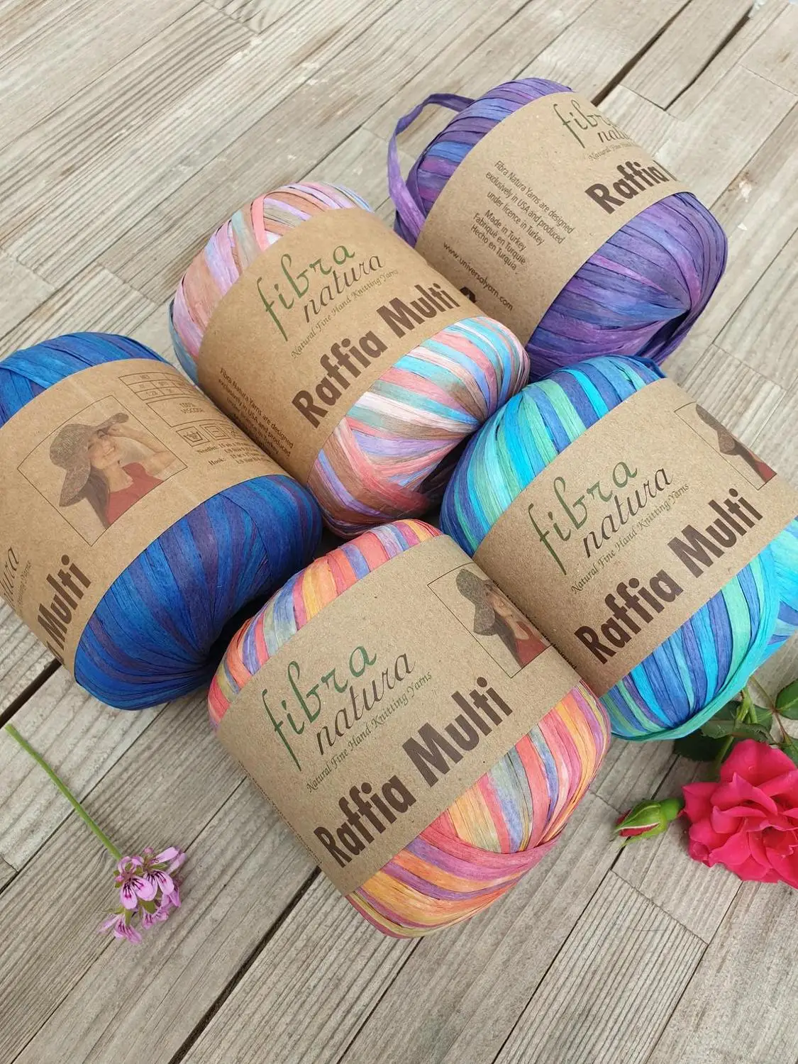 Fibra Natura Raffia Multi Yarn 5 BALLS Free Shipping Colorful Cellulose Natural Straw Paper Tape Thatch Haulm Rayon Viscose Bag