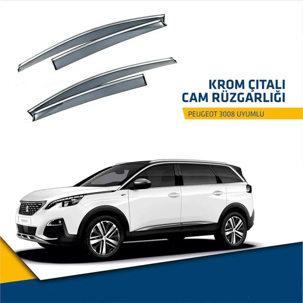 For Peugeot 3008 Chrome Wind Deflector 2017 2018 2019 2020 Sport Rain Window Visor 4 pcs Auto Car Accessory Protector Quality