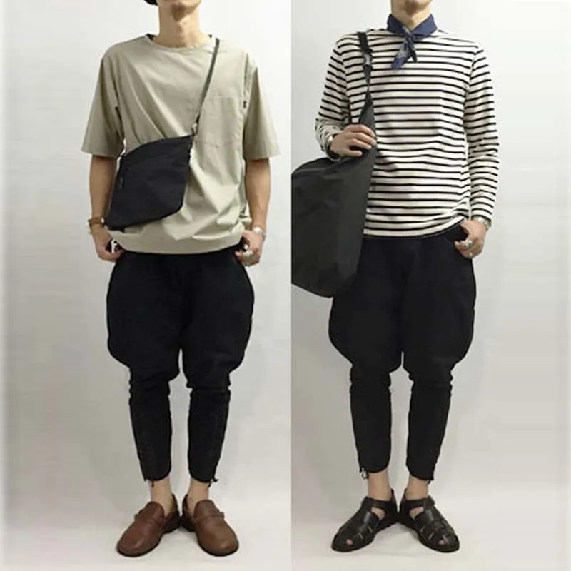 YUTUMM Homemade 40s Jodhpur Pants Metal Button Chino Black Retro Cargo Pants