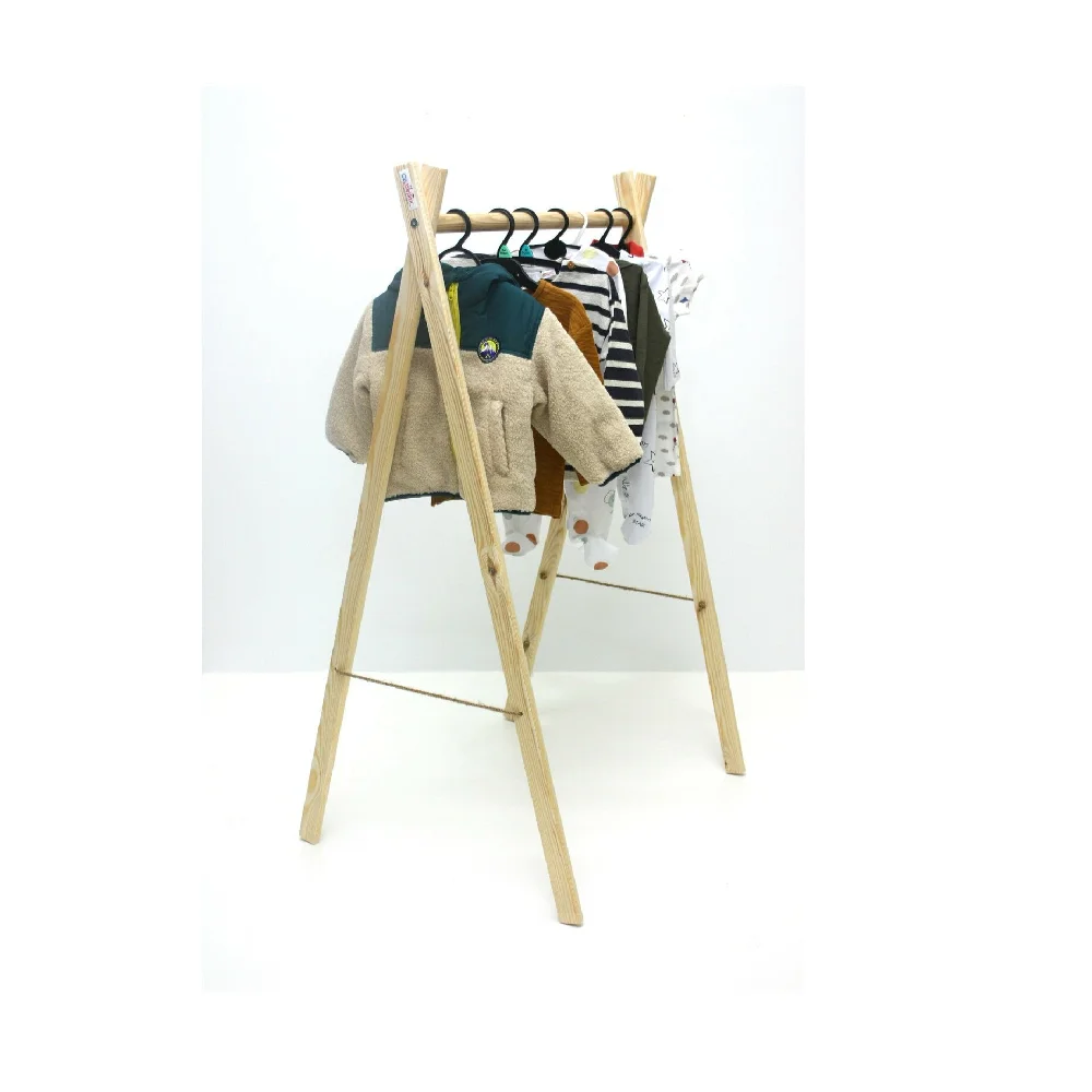 Wood Floor Standing Clothes Rack Coat Rack Flip Robe Outfit Montessori Robe Child Baby Wardrobe Baby Accessory Mother Child