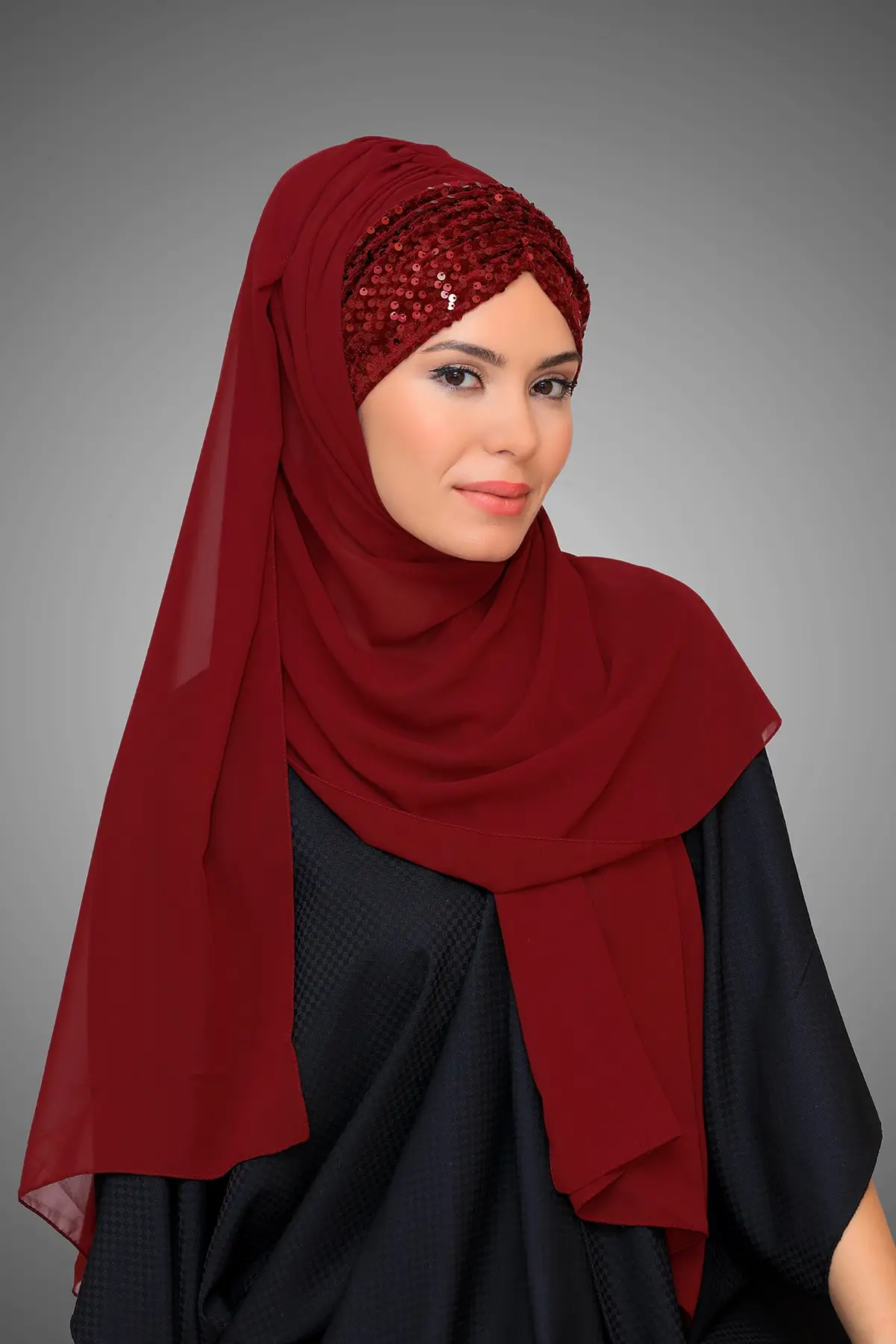 HURREM BONE Velvet Sequin Bathing Cap Shawl Ready Bandana Shawl Muslim Lady scarf Islamic Muslim women's hood hijab wedding bridal