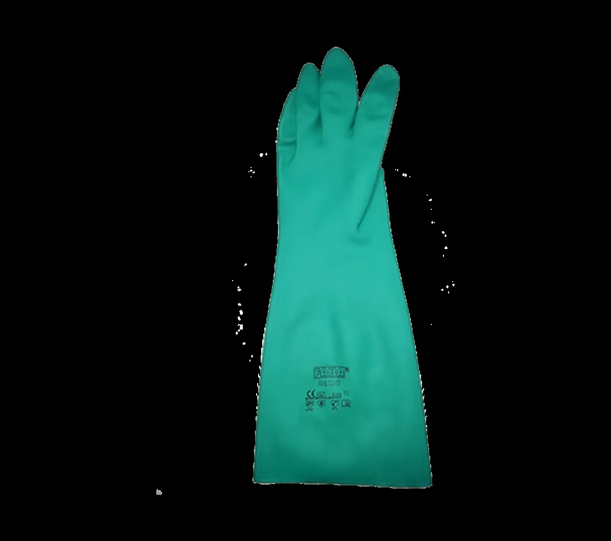 Faba Rnu 22-18 Green Nitrile Gloves 2 Pcs  Chemical-Resistant Nitrile Gloves Gauntlets for Industrial Chemical and Food-Handling