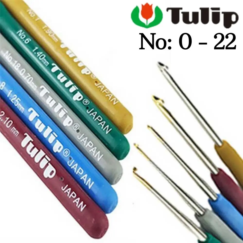 Original Tulip (TULIP) Silicone Handle Lace Crochet, Hook Knitting Needle, 14 cm 1pc No 0 - 22 - Diy - Stainless - Yarn Sweater Weave Sewing - Craft