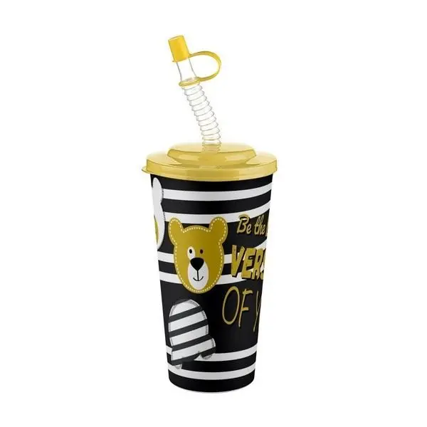 Plastic Straw Cup Tumbler Easy to Hold Practical 650ML Multiple Color Choices Best Gift for Girls and Boys