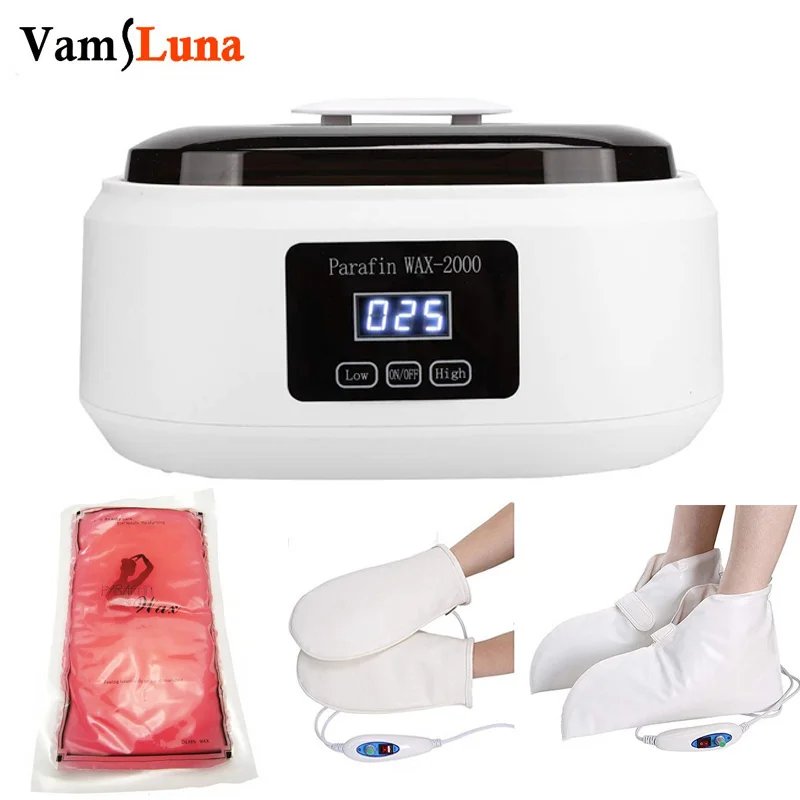 2L Wax Warmer Paraffin Wax Heater With Electric Booties and Gloves Temperature Display Hair Removel Hydrating Heat Therapy