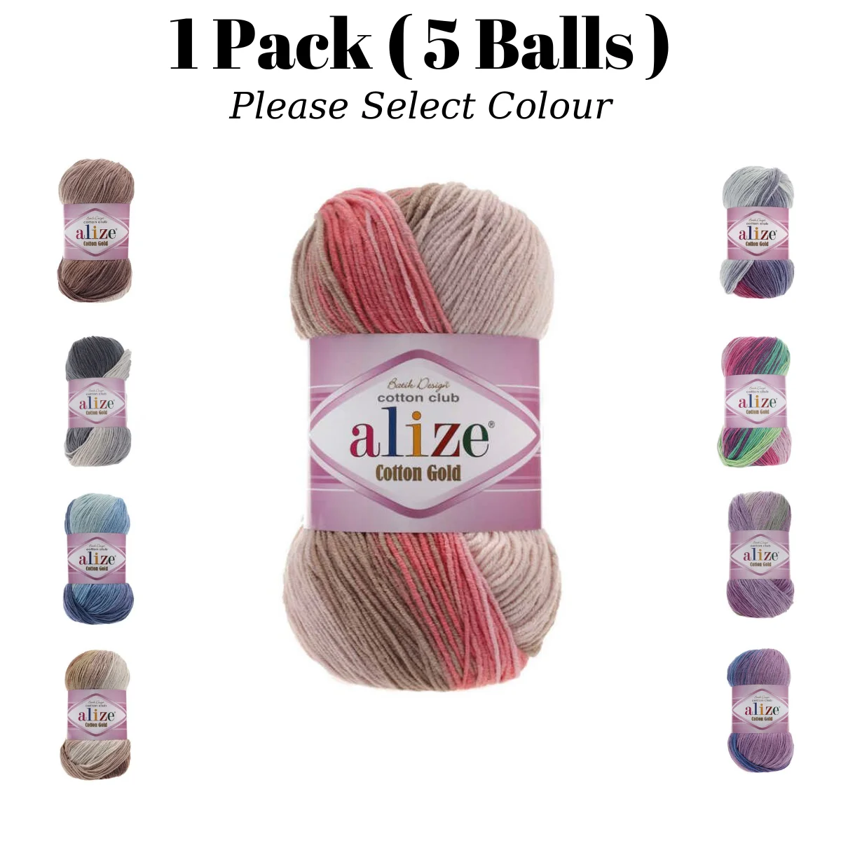 

Thread 1 Pack (5 Balls) Alize Cotton Gold Batik Cardigan Vest Sweater Yarn (1 Ball: 100 Gram / 330 Meter) Crochet Tool Kit