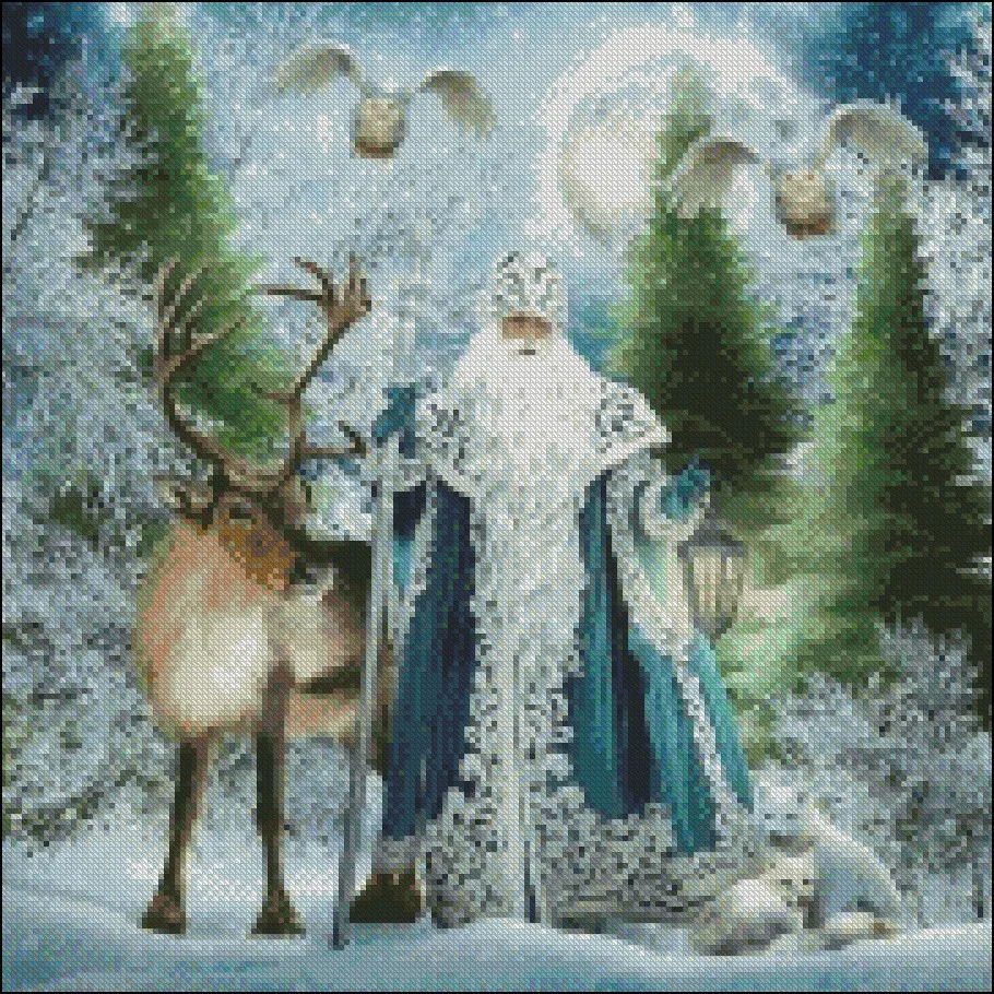 Embroidery Counted Cross Stitch Kits Needlework - Crafts 14 ct DMC Color DIY Arts - Santa Claus Ded Moroz Old Man Frost Russian