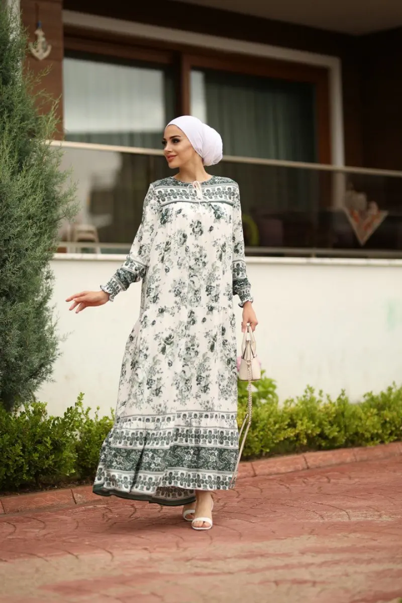 Long Dress Muslim Robe For Women Patterned Dresses Muslim Clothes Garment Hijab European Clothes Abaya Robe Femmes 3abaya Turkey