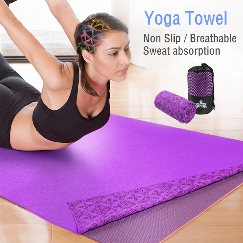 183*63cm/185*82cm Anti-slip Sweat-absorbent Yoga Towel Folding Fitness Mat Ultra-thin Yoga Blanket Towel Sports Travel Blanket