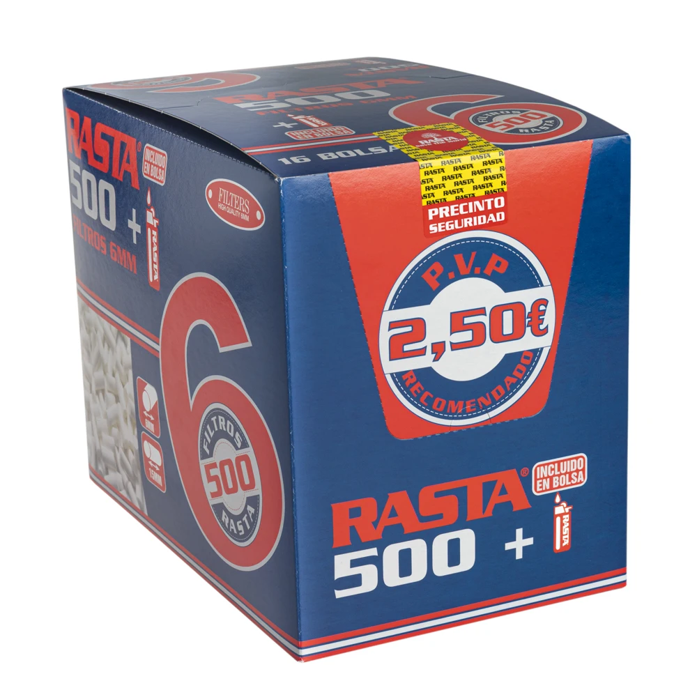 مرشحات رفيعة رفيعة 6 مم من راستا 8000، فوهة جرة - 16 كيسًا مكون من 500 فلترًا + ولاعة واحدة لكل كيس