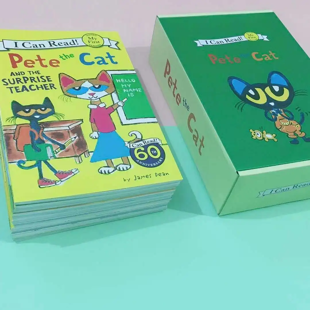 24 volumes of Pete the Cat I Can Read with gift box English picture book English book children's story picture book