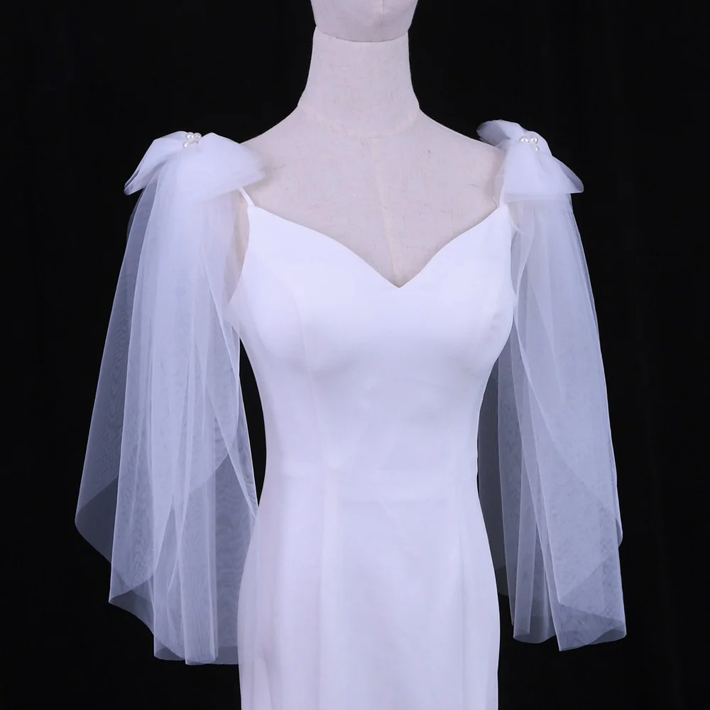 Velo blanco marfil para mujer, velo de tul para hombro, para boda, Bolero, capas de boda, vestido de noche de novia