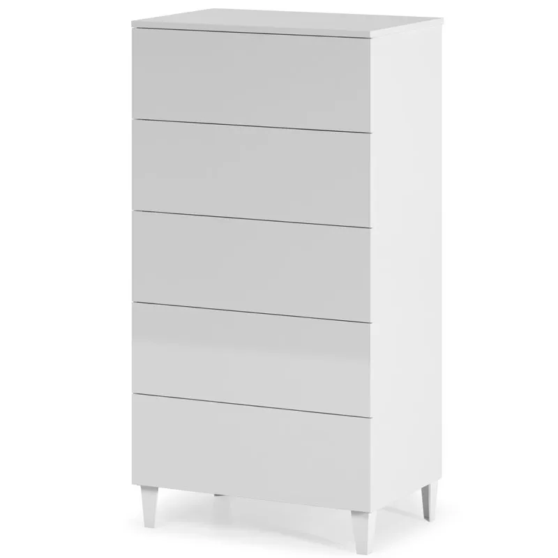 Sinfonier Comfortable 5-drawer Loft White Glitter Nordic Design Style 61x40x117