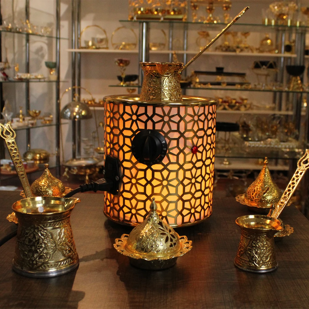 Tulip Home Accessories - Authentic Turkish Copper Electric Hot Sand Coffee Maker Gold- Heater Machine 110V - 220V