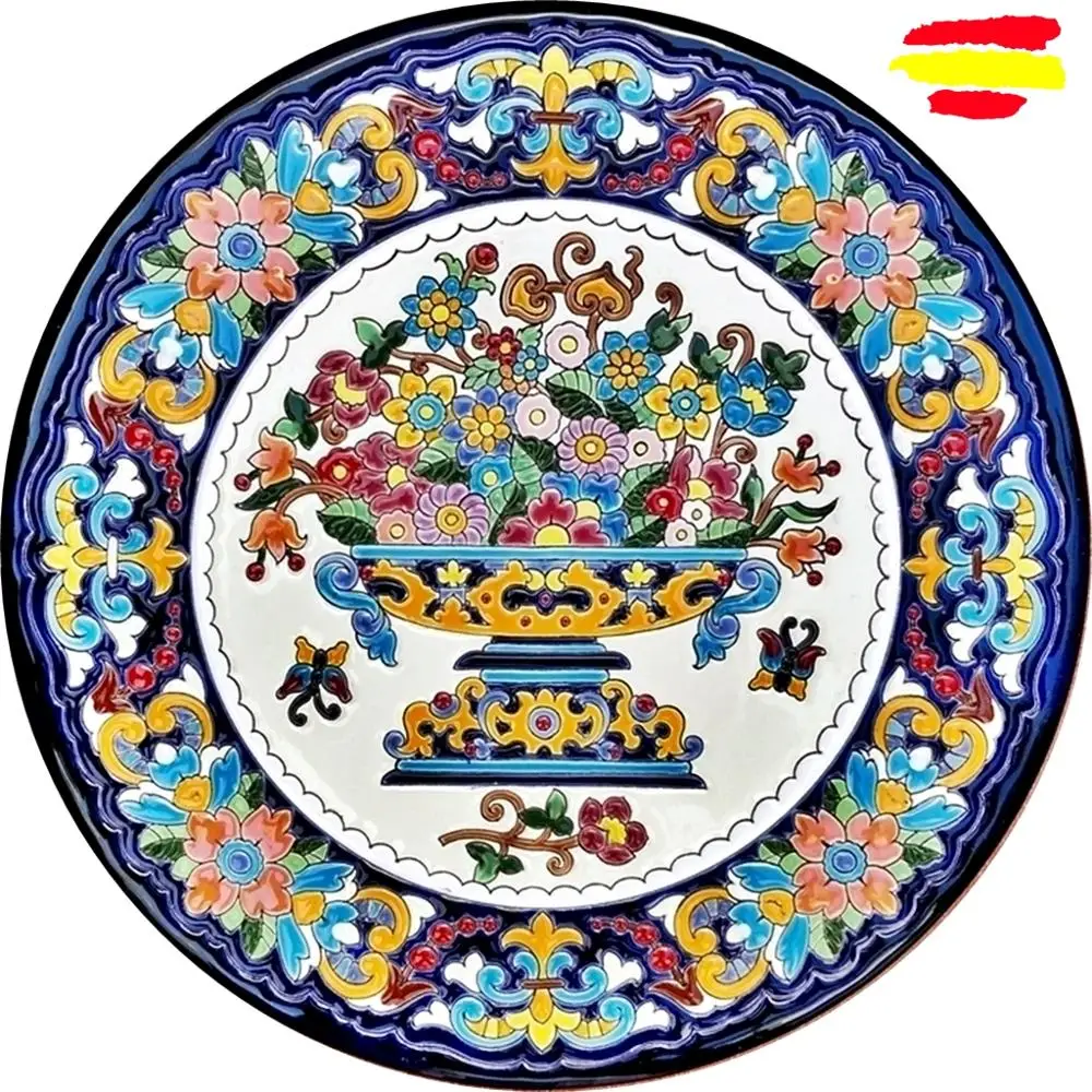 Ceramics plate--36 cm/14,2 inch diameter-ceramics Spanish-enameled up handmade-done in spain-MIJASCERAMIC-