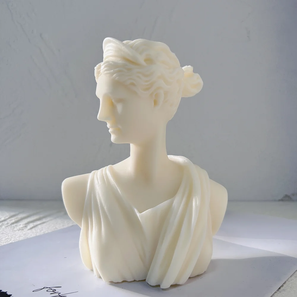 Greek Goddess Bust Artemis Diana Silicone Candle Mold Art Statue Sculpture Roman God Apollo Candles Mould Home Art