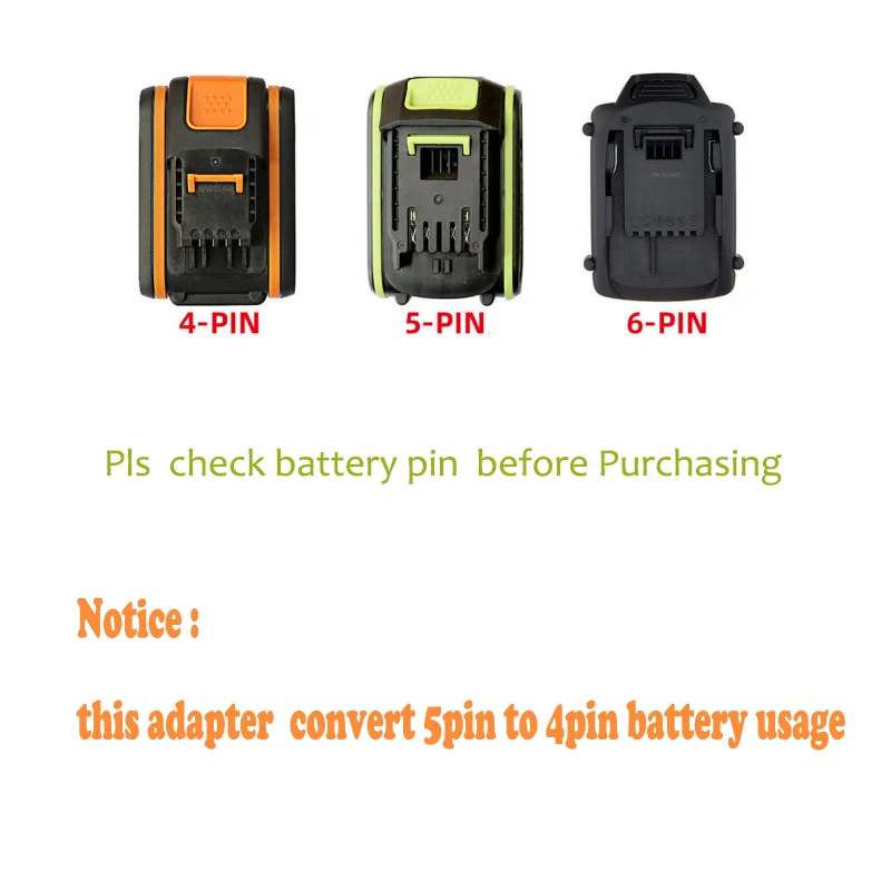 WORX 20V max battery adapter Green to Orange  5pin to 4Pin  tool converter (factory P/N)