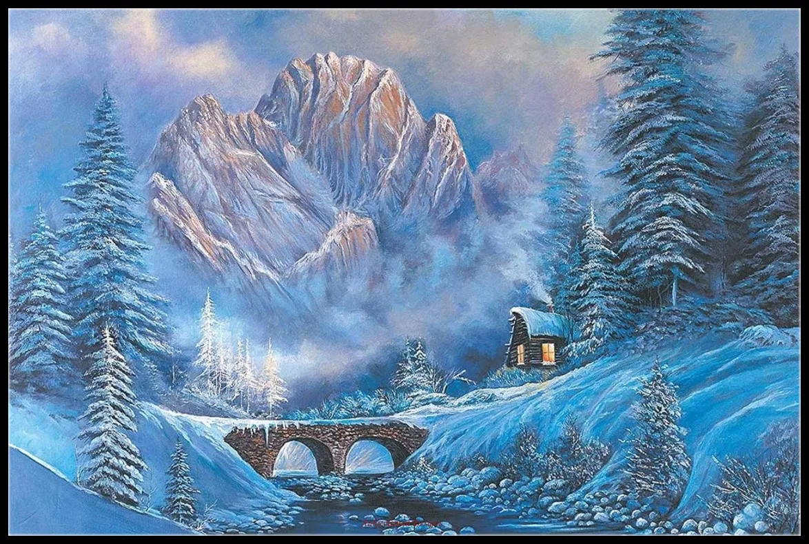 

Full Embroidery Counted Cross Stitch Kits Needlework - Crafts 14 ct Aida DIY Arts Handmade Decor Oil painting - Winter Scene