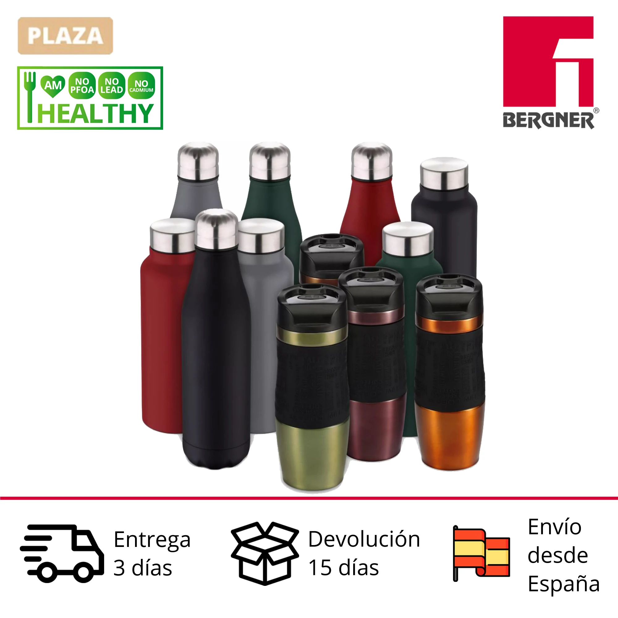 BERGNER stainless steel Thermo bottles to choose from