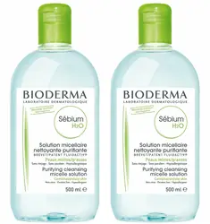 SET OF 2 Bioderma Sébium H2O Micelle Solution 500ml + 500 ml Best Quality