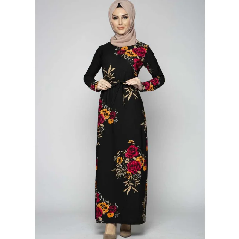 

Dresses Muslim Turkish Clothes For Women Patterned European Clothing Arabic Abayat Long Dress Garment Hijab Moroccan Autumn Eid