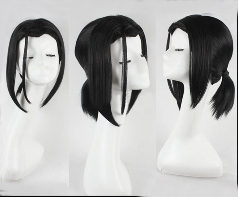 Cos Mori Ougai Black Styled Cosplay Wig Heat Resistant Hair Cos Wigs + Wig Cap